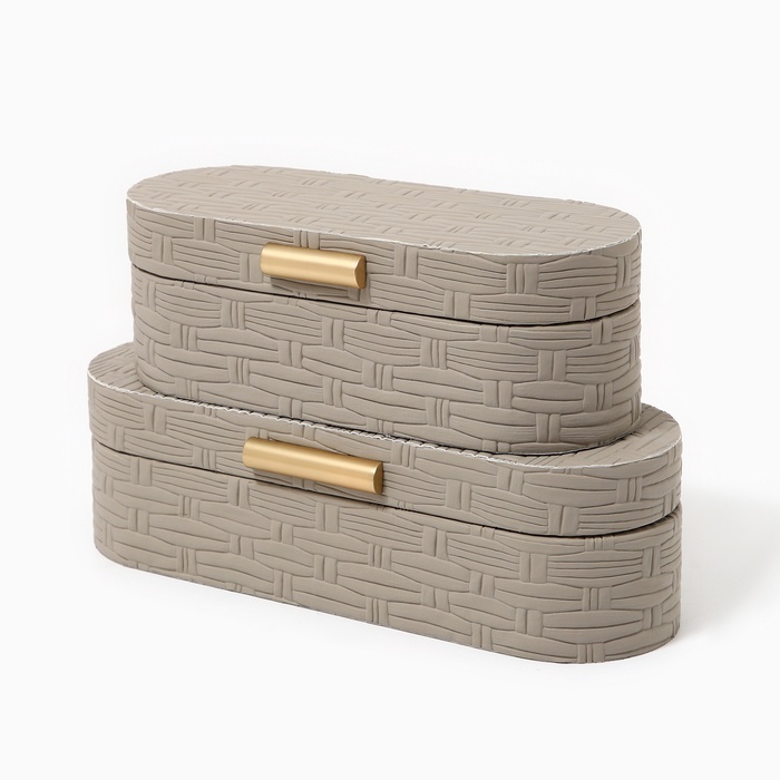 УЦЕНКА Шкатулка для украшений «Плетения», экокожа, набор 2 шт. - Фото 1