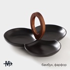 УЦЕНКА Менажница 3 ячейки Magistro «Галактика», 24.5×24.5×13.5 см, фарфор, чёрная - Фото 2