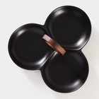 УЦЕНКА Менажница 3 ячейки Magistro «Галактика», 24.5×24.5×13.5 см, фарфор, чёрная - Фото 3