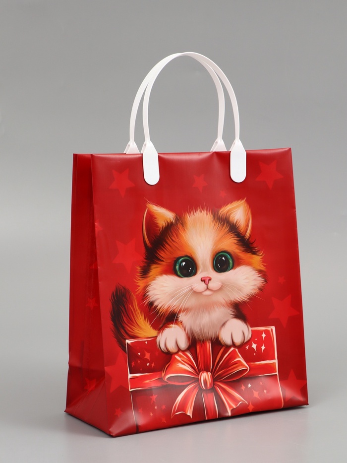 Пакет подарочный «Котёнок», мягкий пластик, 23×27 см, 150 мкм - Фото 1