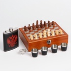 УЦЕНКА Набор 7 в 1: фляжка 8 oz, с гербом, 4 рюмки, воронка, шахматы, 18×24 см - Фото 3