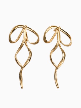 Серьги висячие «Бантик», цвет золото