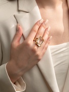 Кольцо с камнем «Империя. Прямоугольник с гранями», белое в золоте, безразмерное - Фото 3