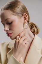 Кольцо с камнем «Империя. Прямоугольник с гранями», белое в золоте, безразмерное - Фото 2