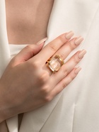 Кольцо с камнем «Империя. Прямоугольник с гранями», белое в золоте, безразмерное - Фото 6