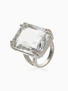 Кольцо с камнем «Империя. Прямоугольник с гранями», белое в серебре, безразмерное  (артикул 10936538)  большой выбор товаров оптом и в розницу по низким ценам с доставкой