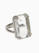 Кольцо с камнем «Империя. Прямоугольник с гранями», белое в серебре, безразмерное  (артикул 10936538)  большой выбор товаров оптом и в розницу по низким ценам с доставкой