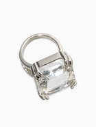 Кольцо с камнем «Империя. Прямоугольник с гранями», белое в серебре, безразмерное - Фото 3