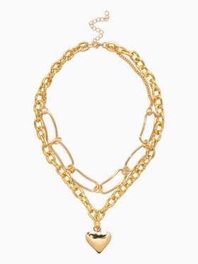 Цепь многослойная «Железное сердце», 2 яруса, L=32 и 40 см, цвет золото