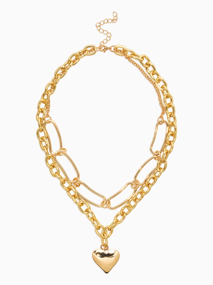 Цепь многослойная «Железное сердце», 2 яруса, L=32 и 40 см, цвет золото