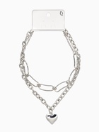 Цепь многослойная «Железное сердце», 2 яруса, L=32 и 40 см, цвет серебро  (артикул 10937131)  большой выбор товаров оптом и в розницу по низким ценам с доставкой