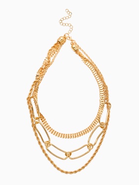 Цепь многослойная «Три вида», железо, 3 яруса, L=30, 32, 40 см, цвет золото