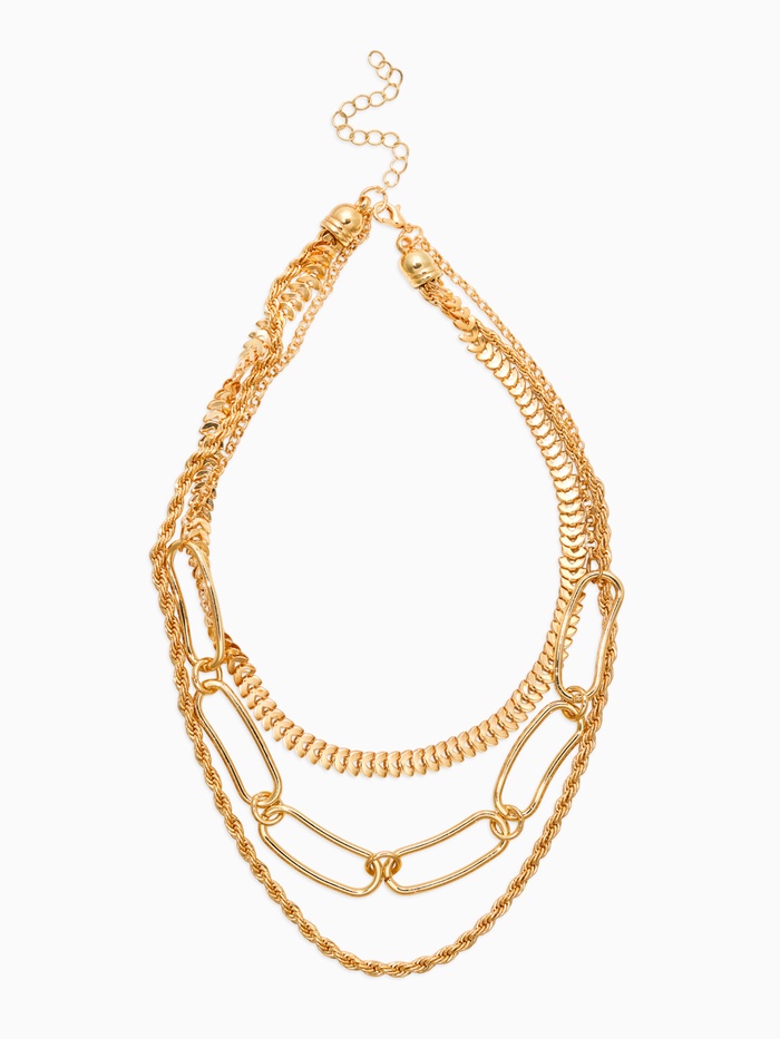 Цепь многослойная «Три вида», железо, 3 яруса, L=30, 32, 40 см, цвет золото