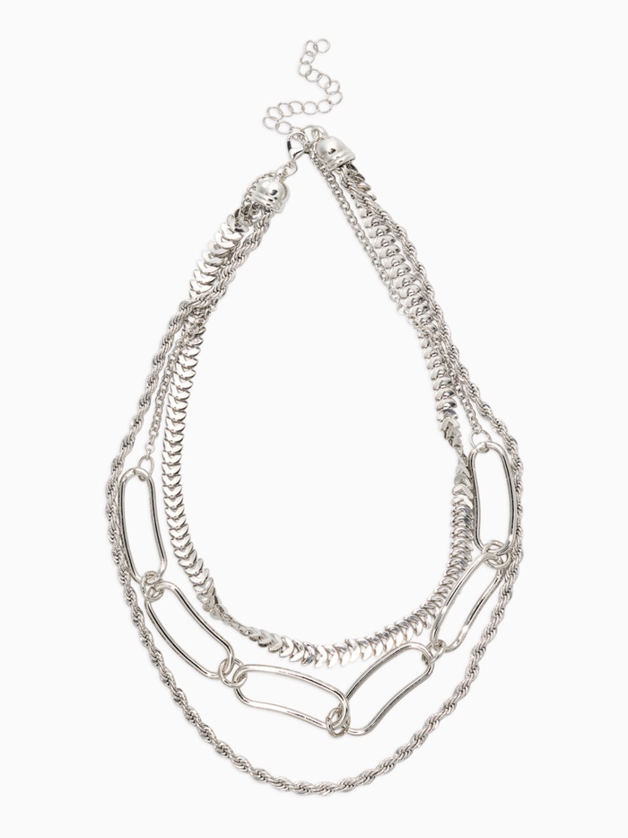 Цепь многослойная «Три вида», железо, 3 яруса, L=30, 32, 40 см, цвет серебро