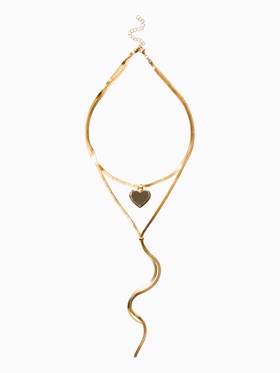 Кулон на затяжке многослойный «Медальон сердце», 2 яруса L=40, 70 см, медь, цвет золото