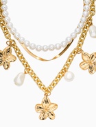 Колье многослойное с подвесками «Жемчуг с цветами», 3 уровня, 34, 36, 40 см, медь, белое в золоте  (артикул 10937144)  большой выбор товаров оптом и в розницу по низким ценам с доставкой