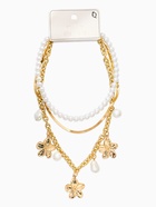Колье многослойное с подвесками «Жемчуг с цветами», 3 уровня, 34, 36, 40 см, медь, белое в золоте  (артикул 10937144)  большой выбор товаров оптом и в розницу по низким ценам с доставкой