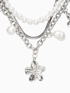 Колье многослойное с подвесками «Жемчуг с цветами», 3 уровня, 34, 36, 40 см, медь, белое в серебре - Фото 2