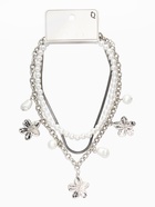Колье многослойное с подвесками «Жемчуг с цветами», 3 уровня, 34, 36, 40 см, медь, белое в серебре  (артикул 10937145)  большой выбор товаров оптом и в розницу по низким ценам с доставкой