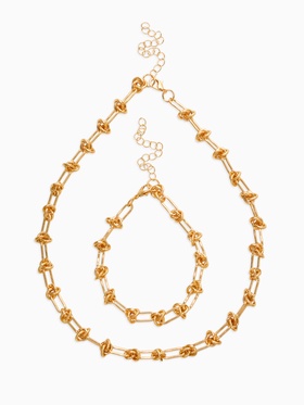 Набор 2 предмета: цепь, браслет «Узел», 20, 40 см, медь, цвет золото