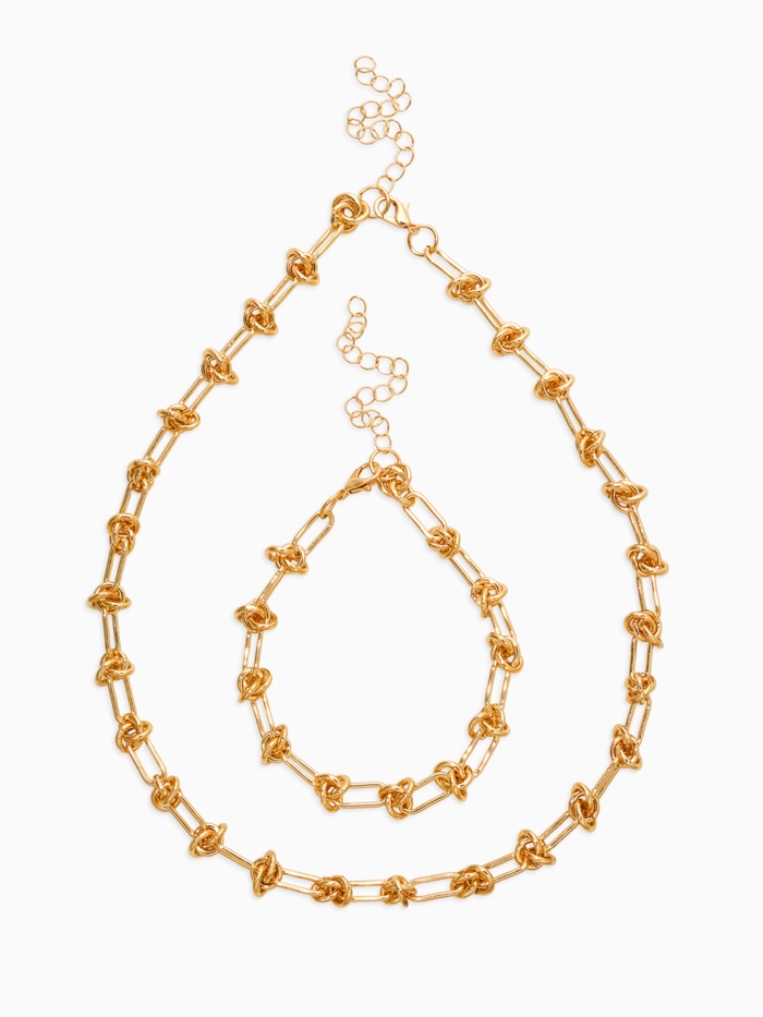 Набор 2 предмета: цепь, браслет «Узел», 20, 40 см, медь, цвет золото