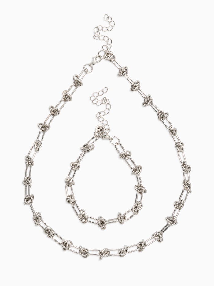 Набор 2 предмета: цепь, браслет «Узел», 20, 40 см, медь, цвет серебро