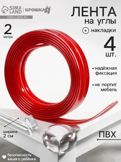 Набор: накладки на углы 4 шт., лента 2 м, ширина 2 см, прозрачный