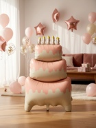 Воздушный шар фольгированный 60" «Большой сливочный торт», на подставке 10946571