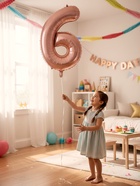 Воздушный шар фольгированный 40" «Цифра 6», нежно - розовый - Фото 6