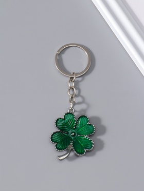 Брелок для ключей на кольце «Зелёный клевер», металл, 4.2×3.7×0.5 см