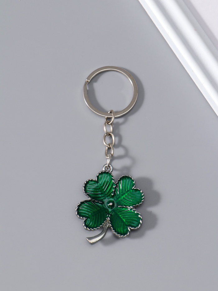 Брелок для ключей на кольце «Зелёный клевер», металл, 4.2×3.7×0.5 см