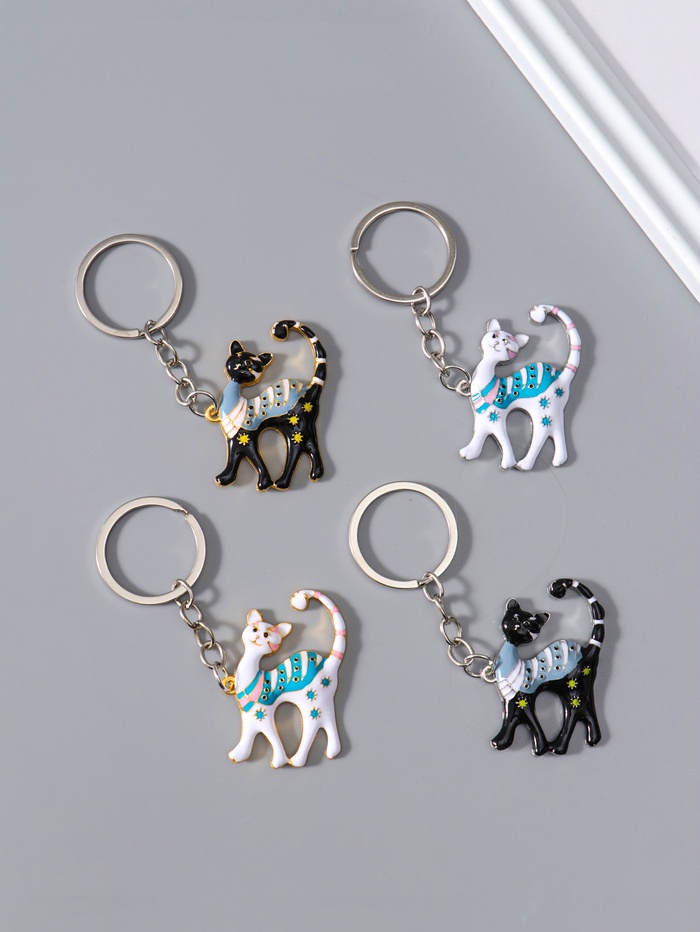 Брелок для ключей на кольце «Раскрашенные котики», металл, 3.2×4×0.5 см, МИКС - Фото 1