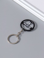 Брелок для ключей на кольце Cartage «Руль», чёрный с белым, 4×4×0.3 см  (артикул 10960554)  большой выбор товаров оптом и в розницу по низким ценам с доставкой