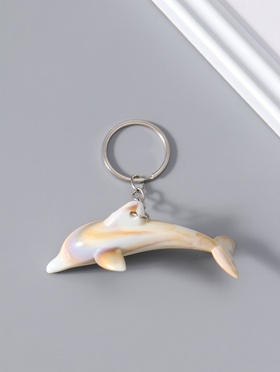 Брелок для ключей на кольце «Дельфин», пластик под песочный мрамор, 7.4×2.8×2 см