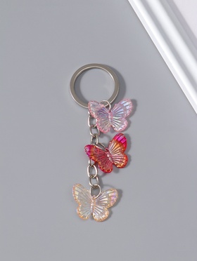 Брелок для ключей на кольце «Цветные бабочки», пластик, 3 бабочки, 2.5×7 см, МИКС  (артикул 10962052)  большой выбор товаров оптом и в розницу по низким ценам с доставкой