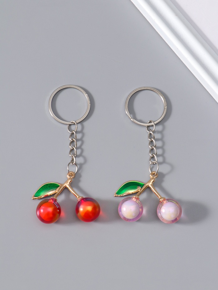 Брелок для ключей на кольце «Вишенки с листьями», пластик, 4×4×1.5 см, МИКС - Фото 1