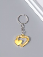 Брелок для ключей на кольце «Двойное сердце», металл, стразы, 3.3×3.7 см, МИКС - Фото 2