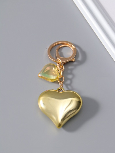 Брелок для ключей на кольце с карабином «Два сердца», пластик под золото, 4.5×4.5×1.5 см