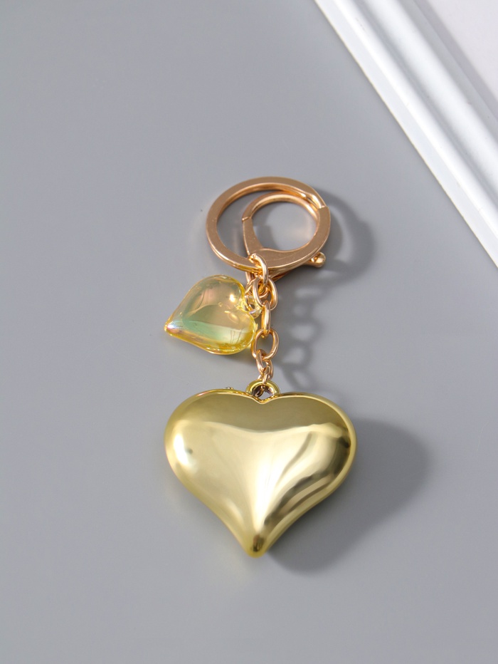 Брелок для ключей на кольце с карабином «Два сердца», пластик под золото, 4.5×4.5×1.5 см - Фото 1