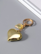 Брелок для ключей на кольце с карабином «Два сердца», пластик под золото, 4.5×4.5×1.5 см - Фото 2