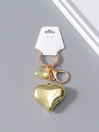 Брелок для ключей на кольце с карабином «Два сердца», пластик под золото, 4.5×4.5×1.5 см - Фото 4