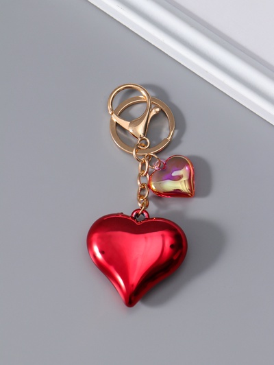 Брелок для ключей на кольце с карабином «Два сердца», пластик, красный, 4.5×4.5×1.5 см