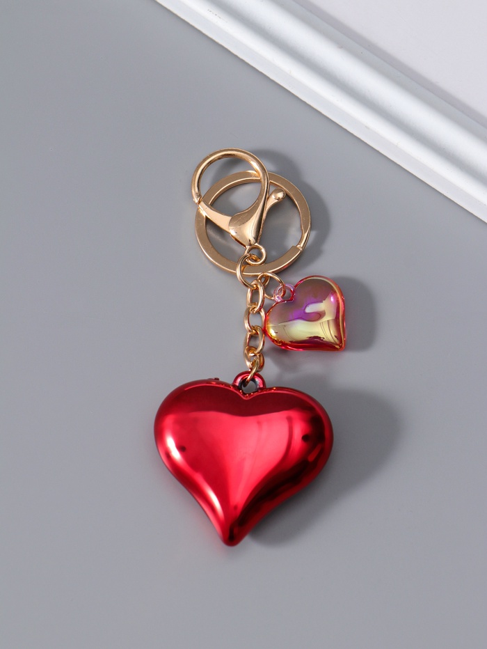 Брелок для ключей на кольце с карабином «Два сердца», пластик, красный, 4.5×4.5×1.5 см - Фото 1