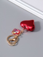 Брелок для ключей на кольце с карабином «Два сердца», пластик, красный, 4.5×4.5×1.5 см - Фото 3