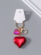 Брелок для ключей на кольце с карабином «Два сердца», пластик, красный, 4.5×4.5×1.5 см - Фото 4