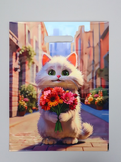 Пакет подарочный «Персик», полиэтиленовый с вырубной ручкой, 31×40 см, 60 мкм