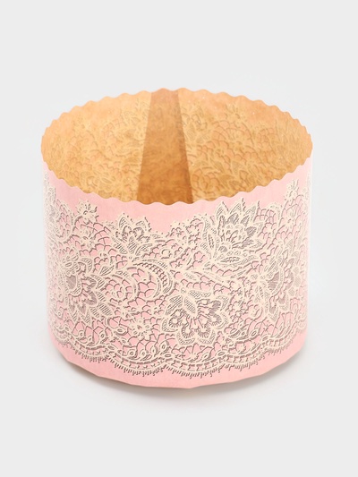 Формы для выпечки кулича бумажные «Кружева», одноразовые, набор 10 шт., 11×8.5 см, розовые