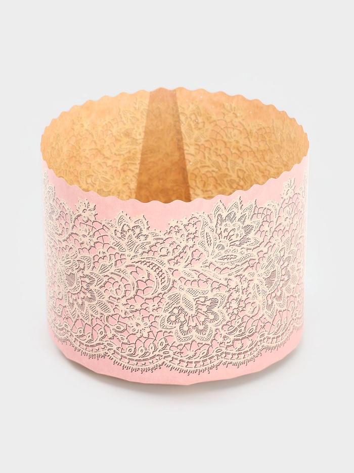 Формы для выпечки кулича бумажные «Кружева», одноразовые, набор 10 шт., 11×8.5 см, розовые - Фото 1