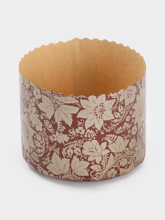 Формы для выпечки кулича бумажные «Узоры», одноразовые, набор 10 шт., 11×8.5 см, коричневые - Фото 1