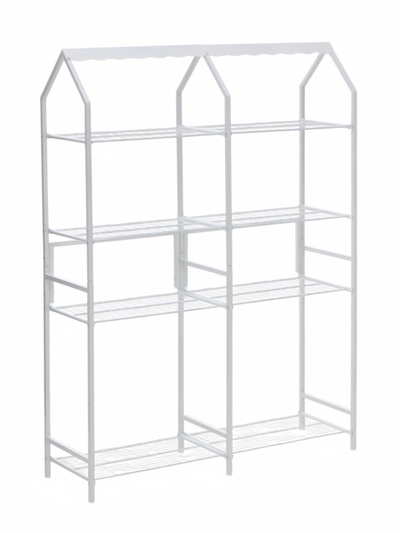 Подставка для цветов, 133×40×177 см, 8 полок, 2 секции, белая